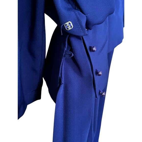 Vintage 80’s Fashion Lindsey Blake Blue Pleated Dress Long Sleeve Size 12 Retro - Picture 5 of 9